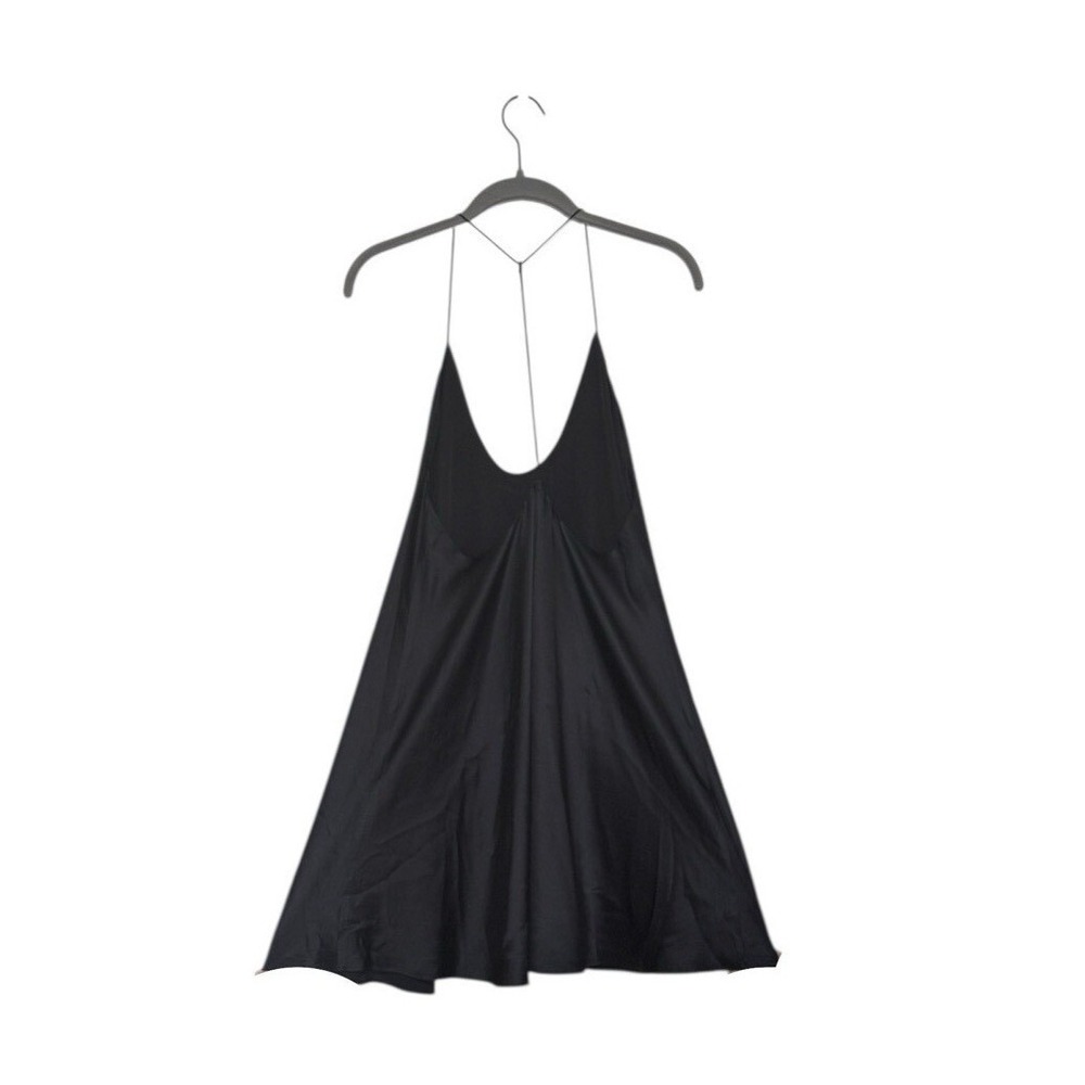 Cami NYC Silk Mini Slip Dress Black Medium Charmeuse Minimalist Luxury A-Line - Picture 2 of 7